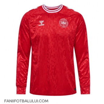 Danemarca Tricou Fotbal Replică European 2024 Barbati Acasa Mâneci Lungi